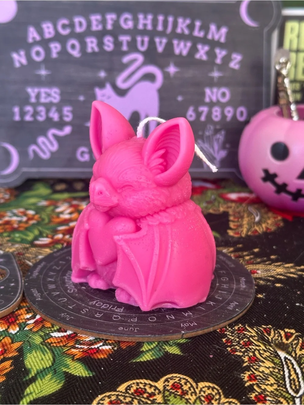 Pink Heart Bat Candle